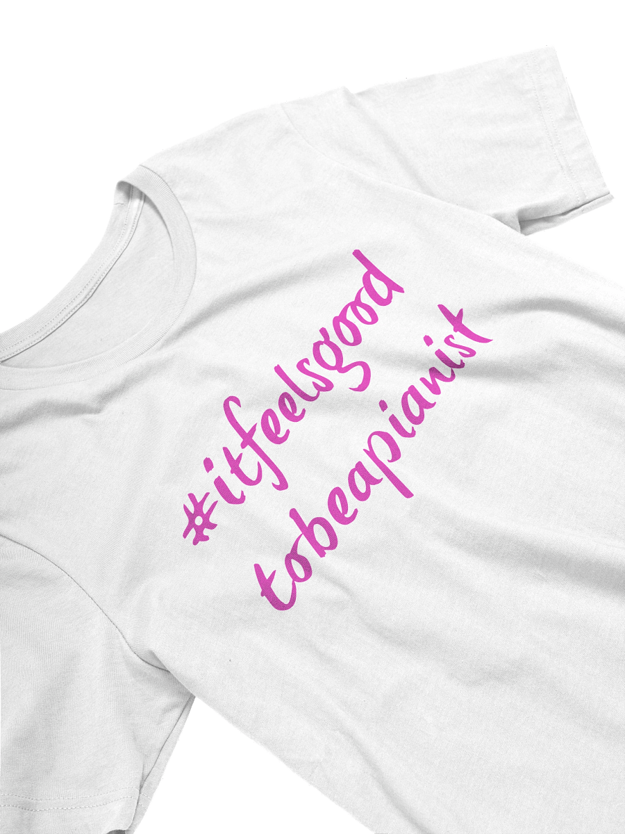 "It Feels Good to Be a Pianist" Cotton T-shirt with PINK Script product image (3)