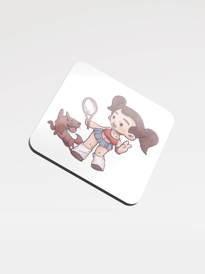 She & Her Pet | Glossed Cork Coaster product image (1)