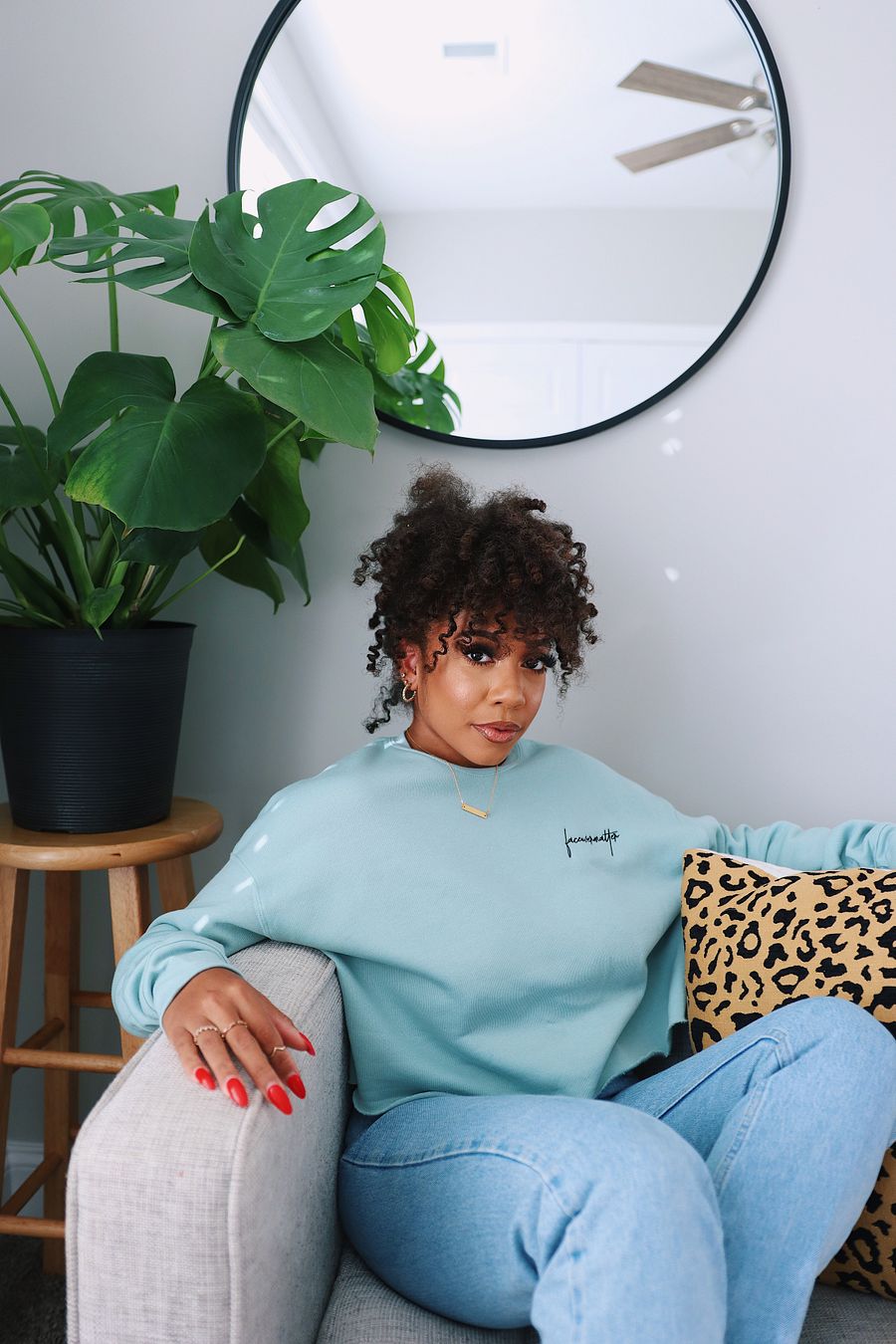 Faceovermatter Cropped Crewneck (Dusty Blue) product image (4)
