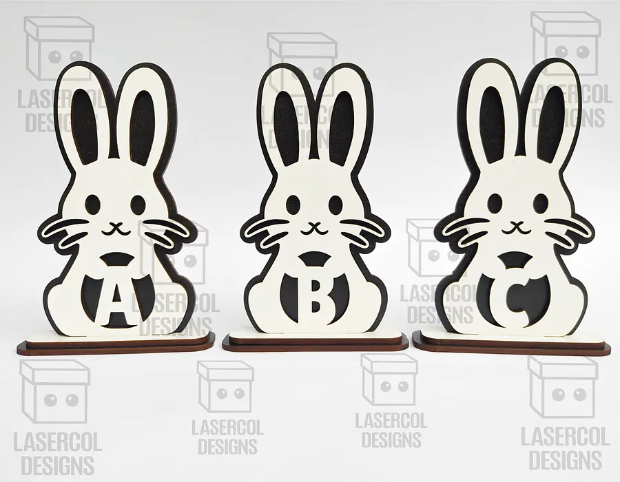 Easter Bunny Monogram Set 2 (3 Sizes) - Laser Cut Files product image (10)