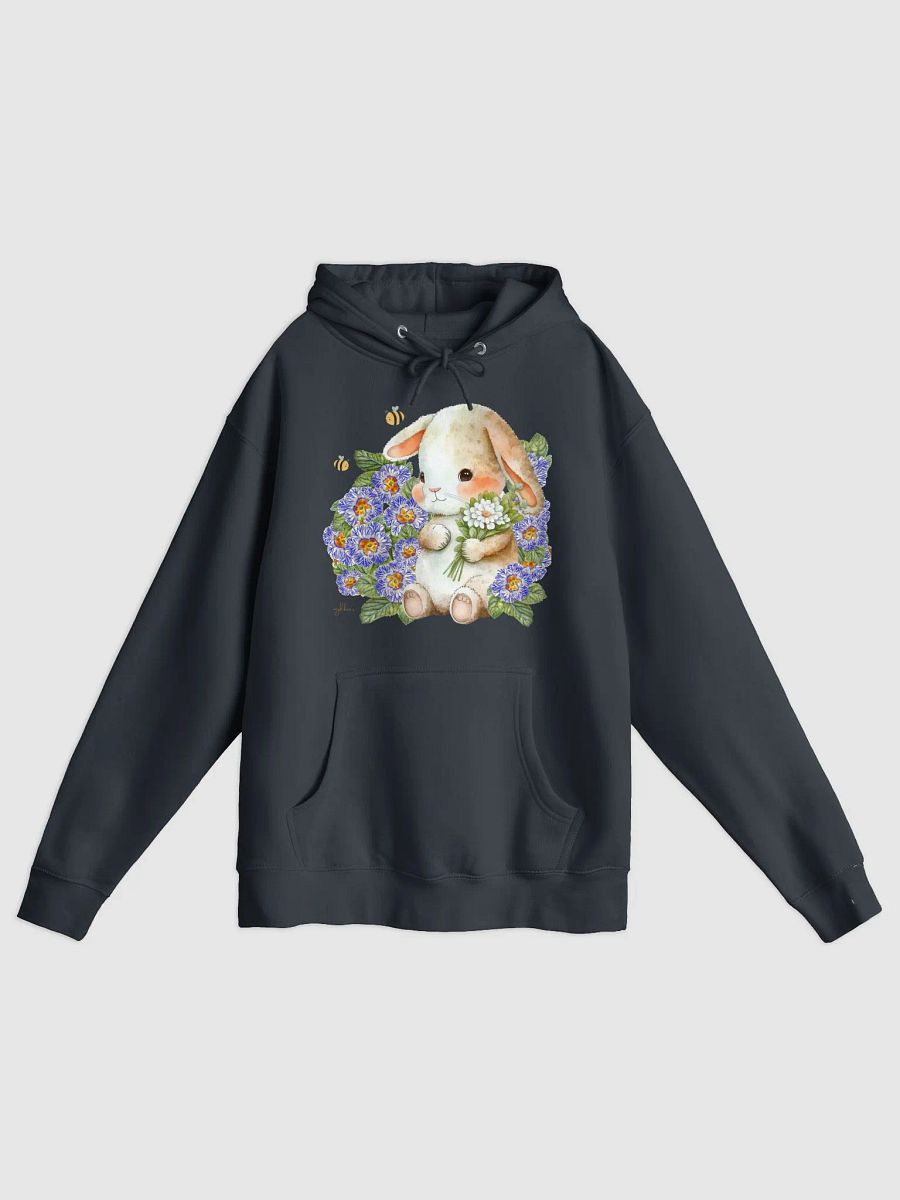 Garden Whispers: Bunny and the Primula Zebra Blues Unisex Hoodie | Double-Sided Design, Ultra Soft, Relaxed Fit product image (1)
