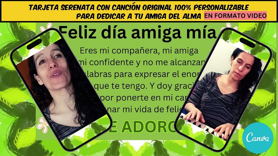 TARJETA SERENATA personalizada para dedicar a una AMIGA, con canción 100% original product image (1)