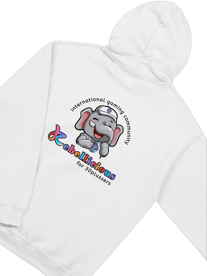 Rebellicious Laughing Rebelphant Hoodie Black Text product image (17)
