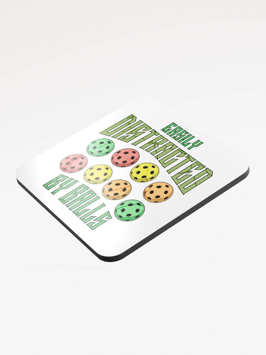 Easily Distracted By Balls Pickleball Glossed Cork Coaster product image (4)