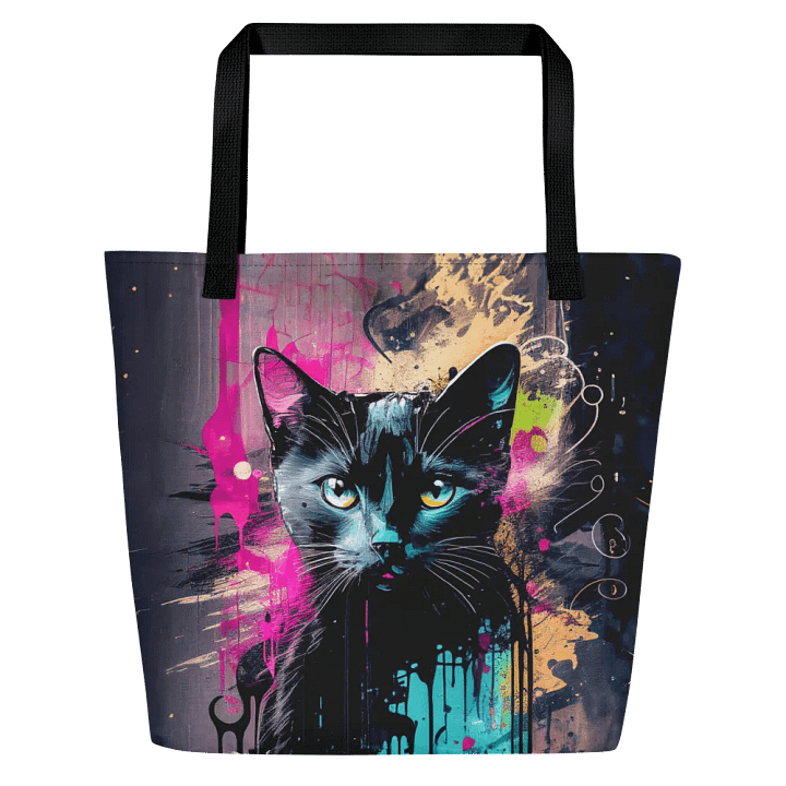 Graffiti Inspired Black Cat Tote Bag product image (1)