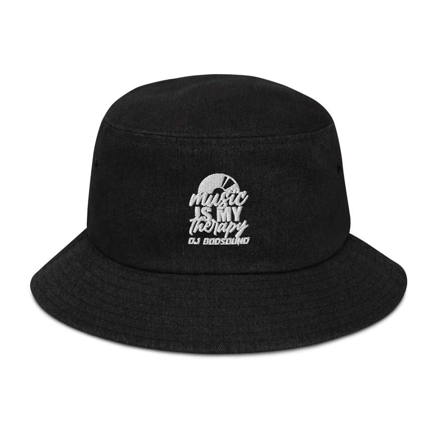 The Must Have DJ GodSOUND "Music Is My Therapy" Denim Bucket Hat in Black! product image (1)