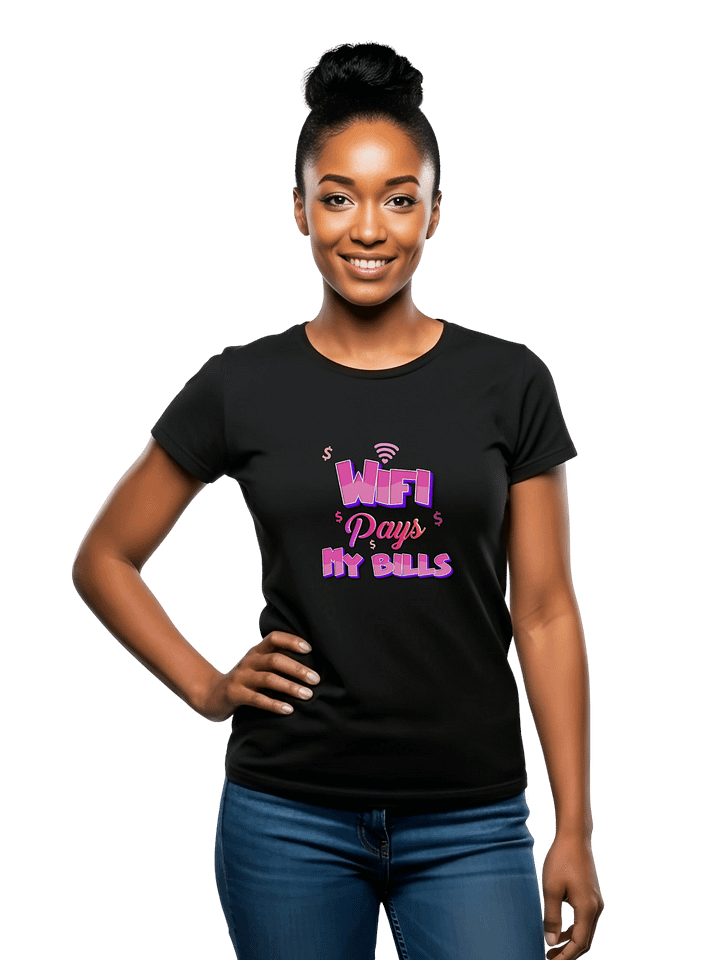 "WiFi Pays My Bills" Women’s T-Shirt | Cute Graphic Tee with Pink Lettering | Trendy Hustle Aesthetic Top product image (1)