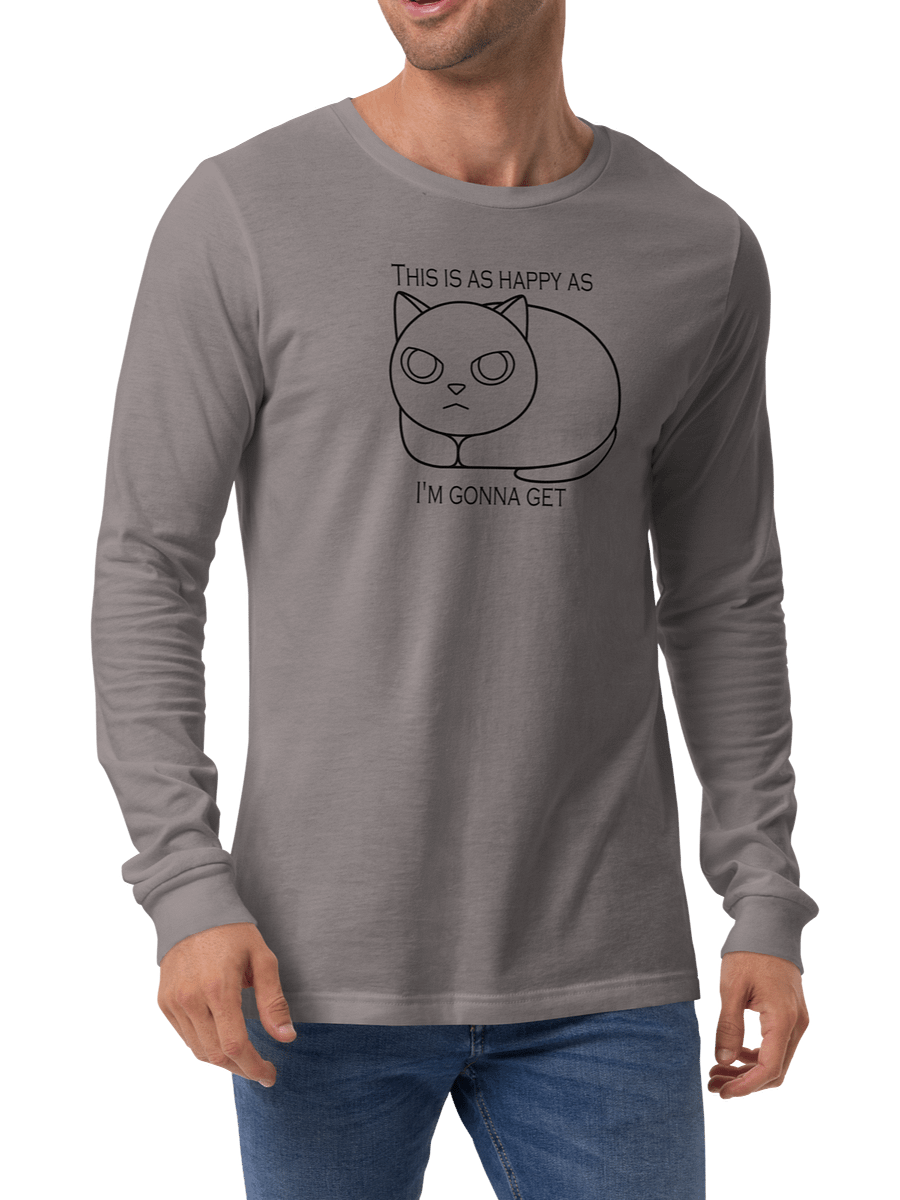 Happy Grumpy Cat Unisex Long Sleeve Tee, Black Print product image (4)