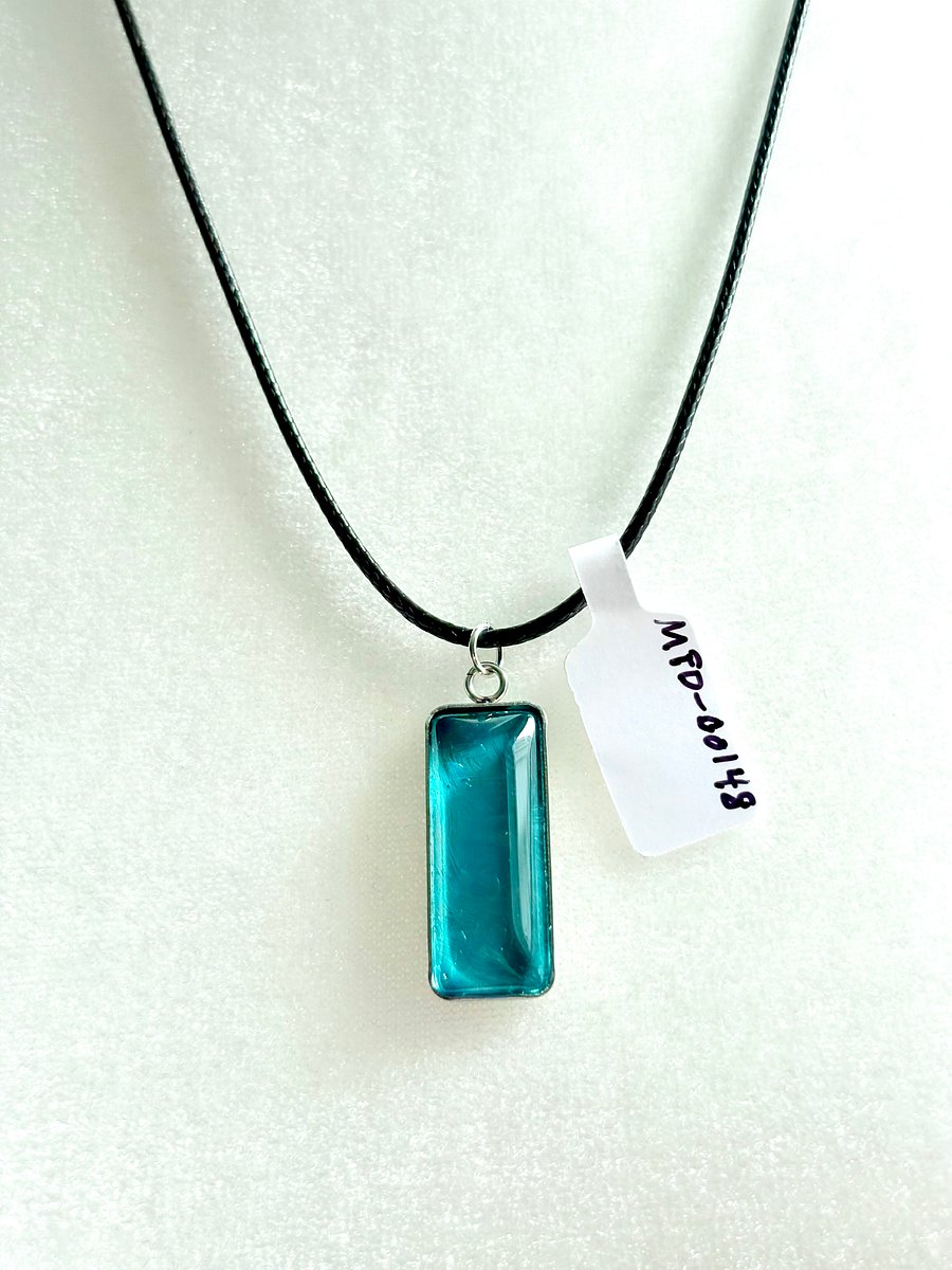 Electric Tide Pendant Necklace | Blue | Rectangle Cabochon | Monique Faella Designs™ | MFD-00148 product image (4)