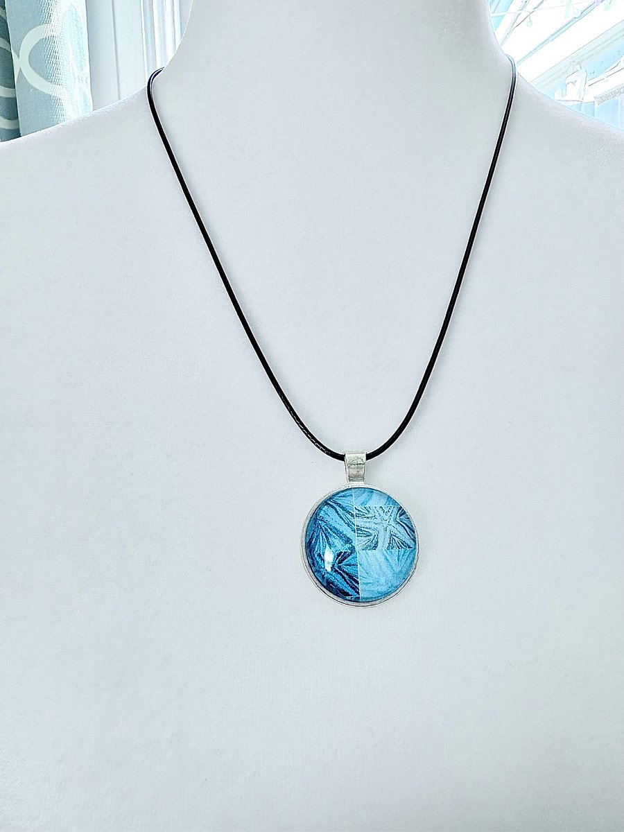 Blue Starfish Print | Handmade Pendant Necklace on a Faux Leather Cord | by Monique Faella Designs™ | MFD-00043 product image (3)