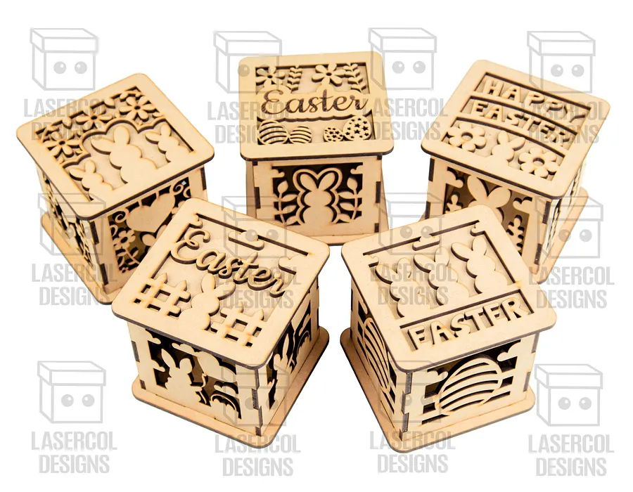 Easter Boxes Set (2 Sizes, 5 Styles) - Laser Cut Files product image (3)