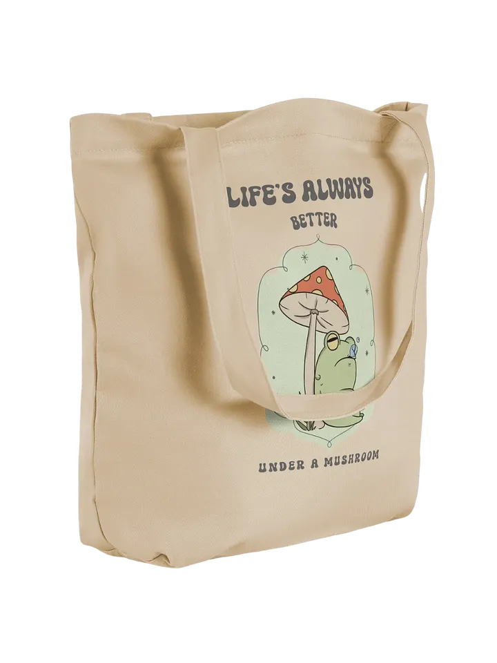 Funny Frog Mushroom Tote Bag– Life’s Better Under a Mushroom product image (1)