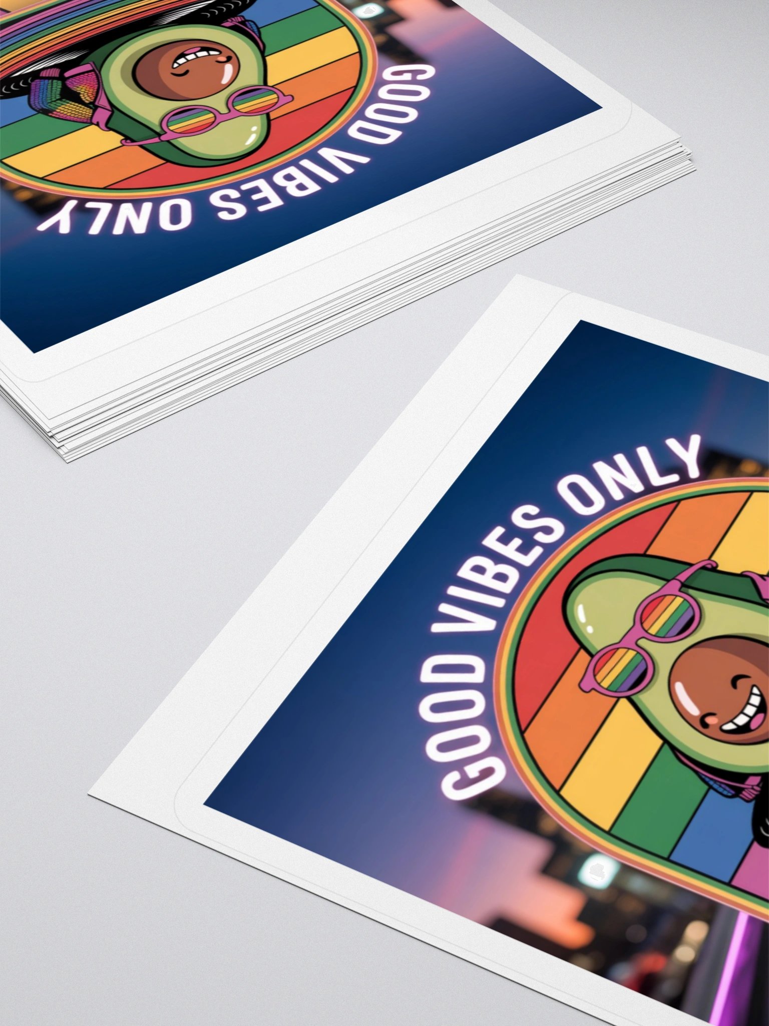 Exclusive "Good Vibes Only" Rainbow Avocado Sticker by TDS Music - Neon Pride Design product image (12)