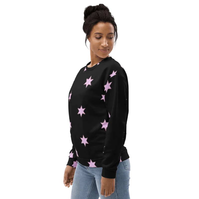 Abstract Repeating Pink Stars Unisex All Over Print Sweatshirt product image (8)