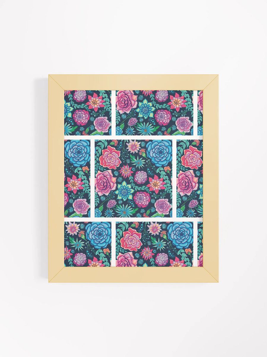 Bold Blooms Grid on Dark Blue by Monique Faella Designs™ | Framed Coastal Wall Art | Museum-Quality Print product image (4)