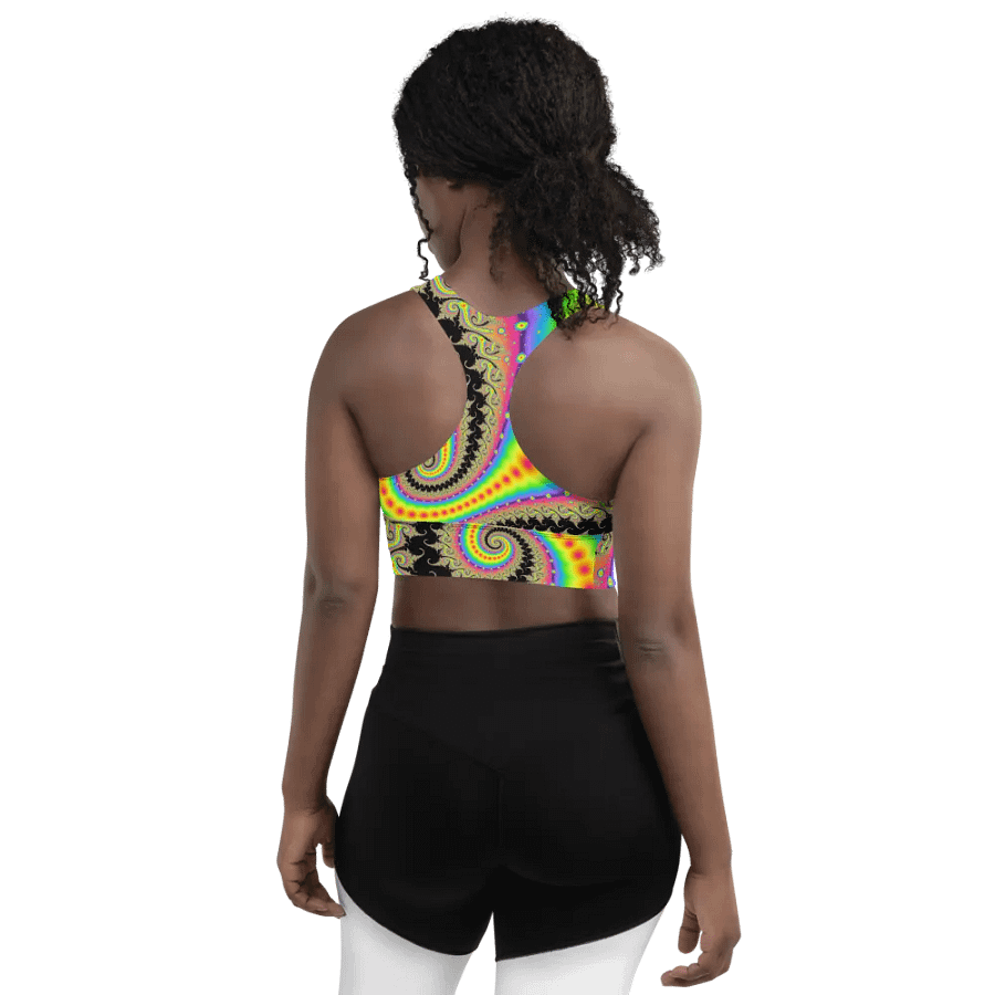 Fractal Longline Sports Bra - Pink Lemonade and Candy Twists product image (10)
