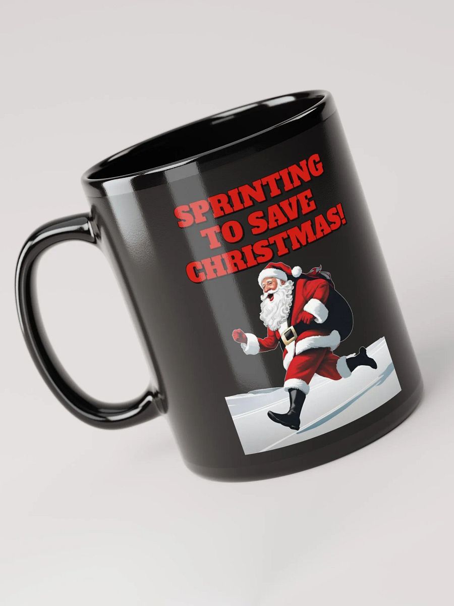 Sprinting To Save Christmas - Santa Claus Black Mug product image (5)