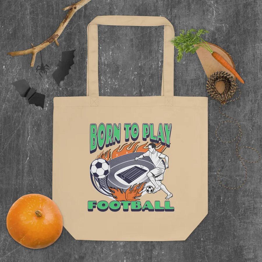 Born To Play Football Soccer Flaming Spirit Tote Bag product image (4)
