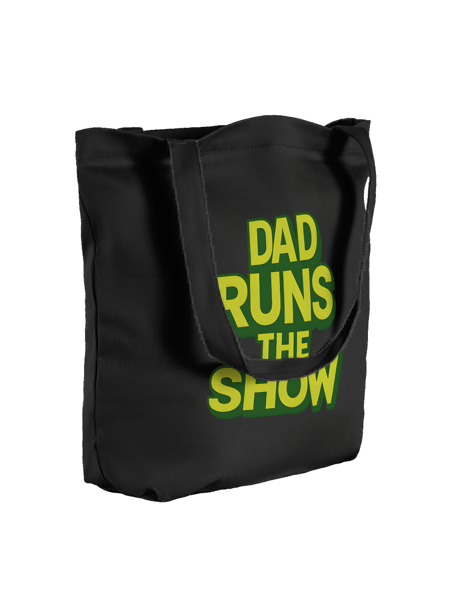 Funny Dad Tote Bag – “Dad Runs The Show” Black Canvas Gift for Father’s Day & Everyday Use product image (3)