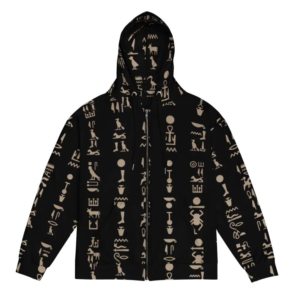 Isis Black Hieroglyphs Unisex Zip Hoodie product image (1)