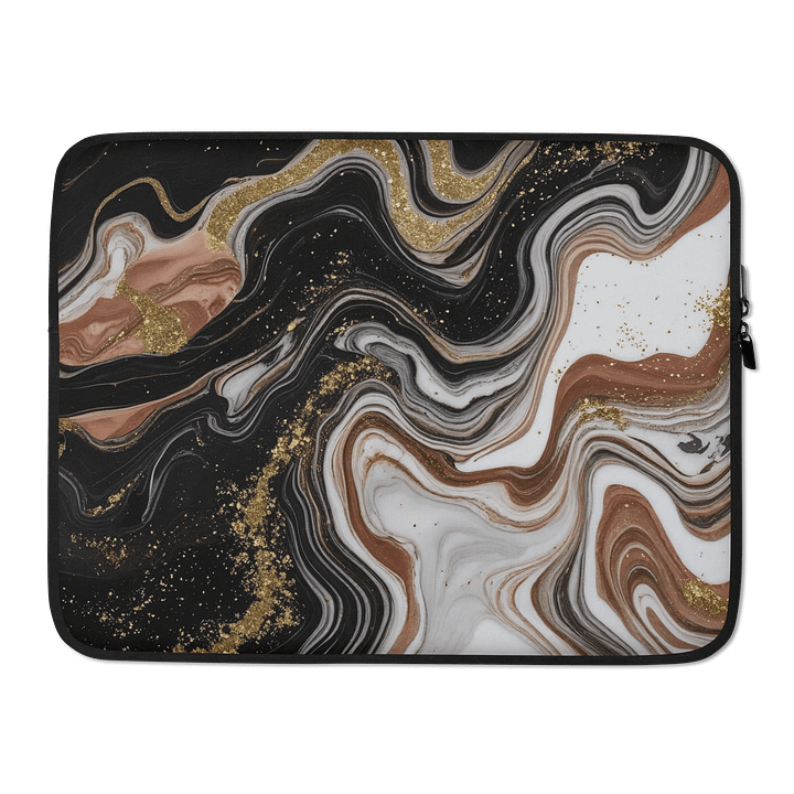 Black, Brown, Pink & White With Liquid Gold Glitter Marble Laptop Sleeve product image (2)