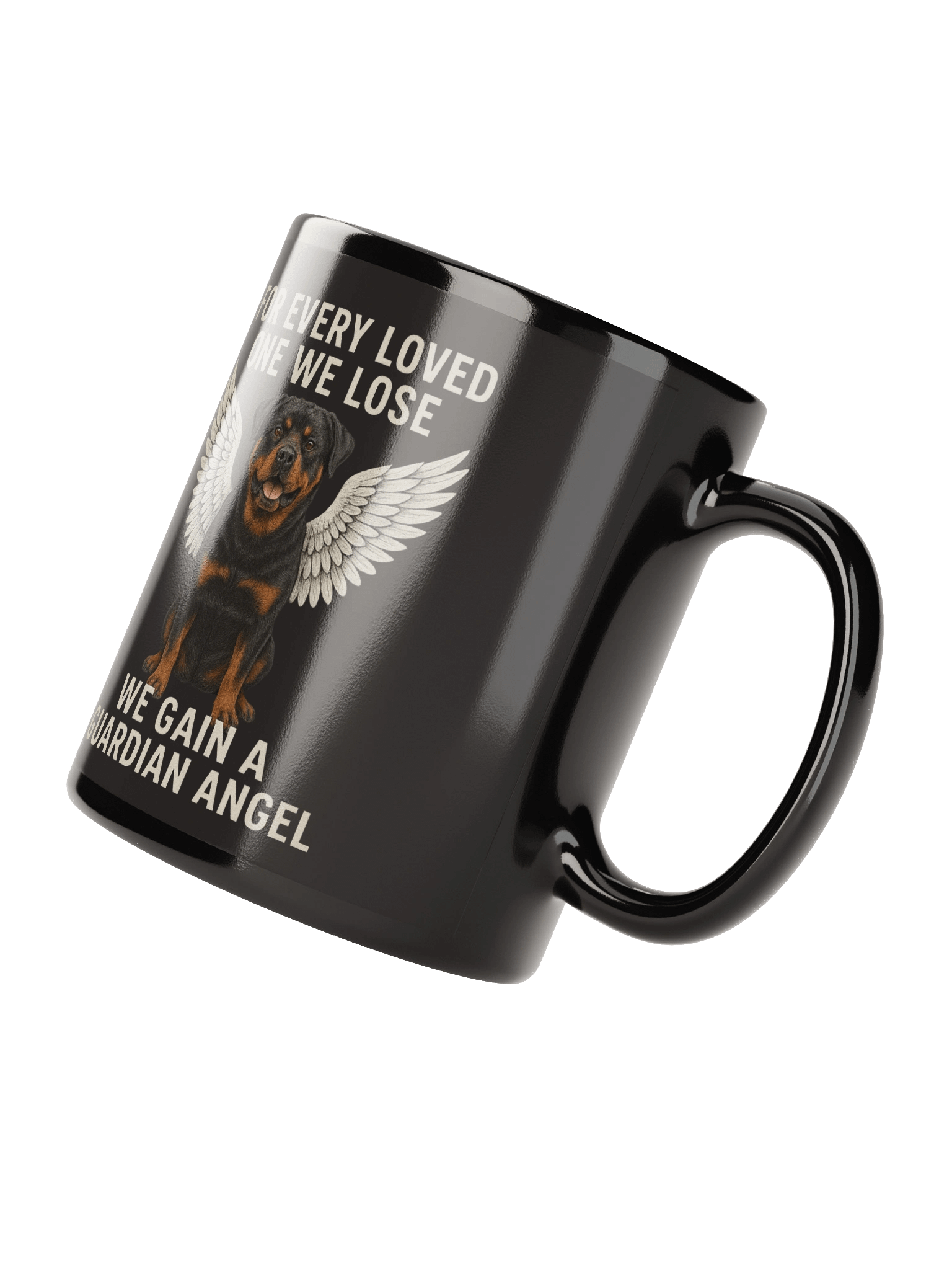 Rottweiler Guardian Angel Black Glossy Mug product image (3)