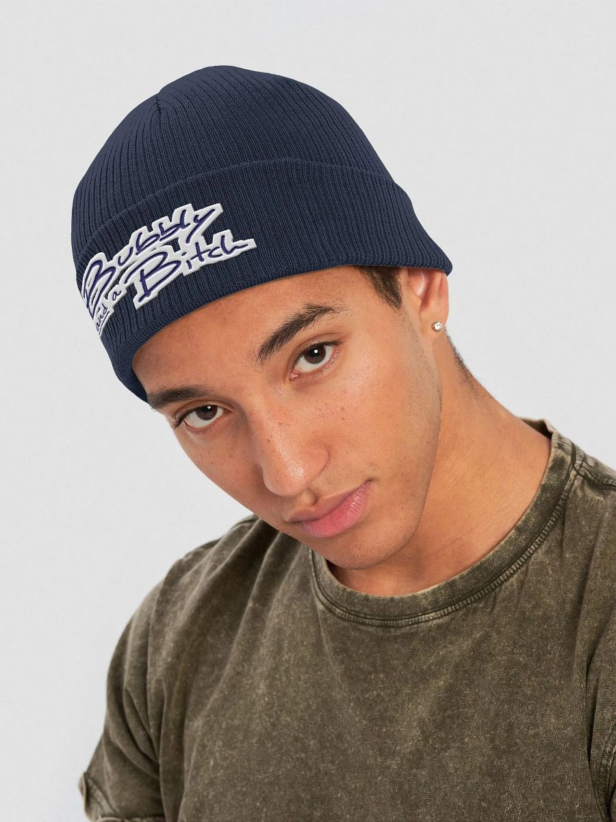 Bubbly and a B*tch (navy bubble design) embroidered organic beanie product image (14)