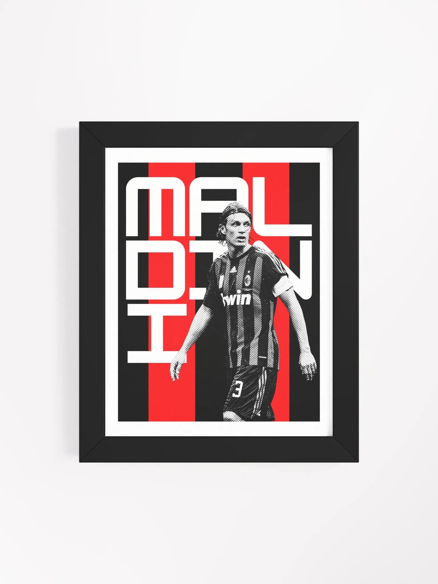 Paolo Maldini BW AC Milan Name Art Framed Print product image (1)