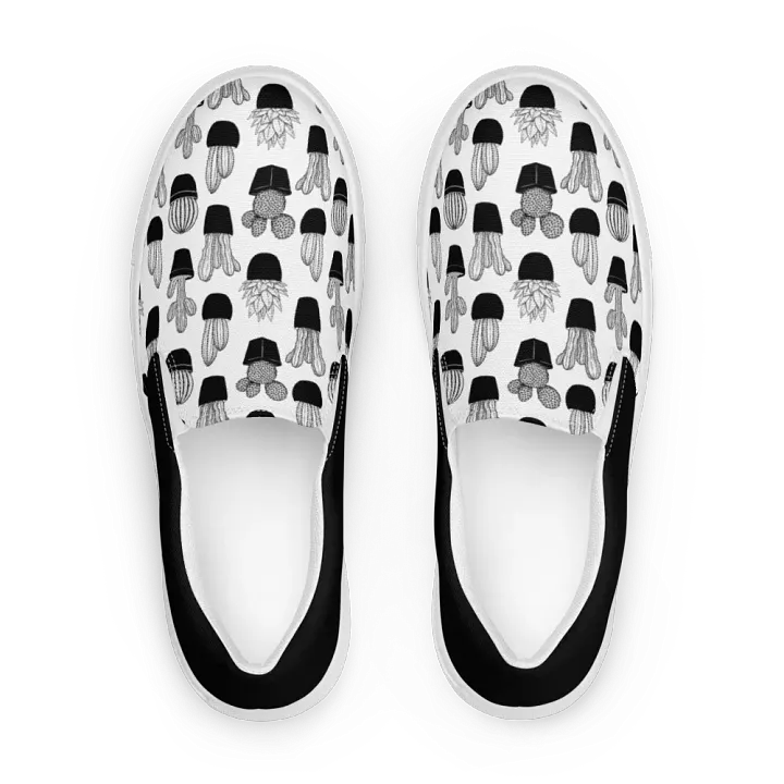 Line Art Cacti Pattern Men's Slip-On Canvas Shoes product image (2)
