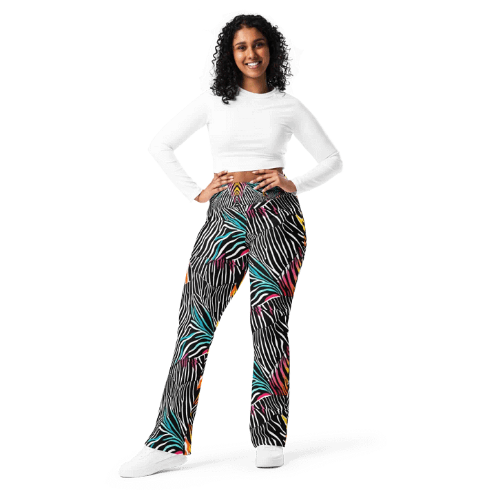 Zebra Stripes and Colorful Triangles Flare Leggings product image (2)
