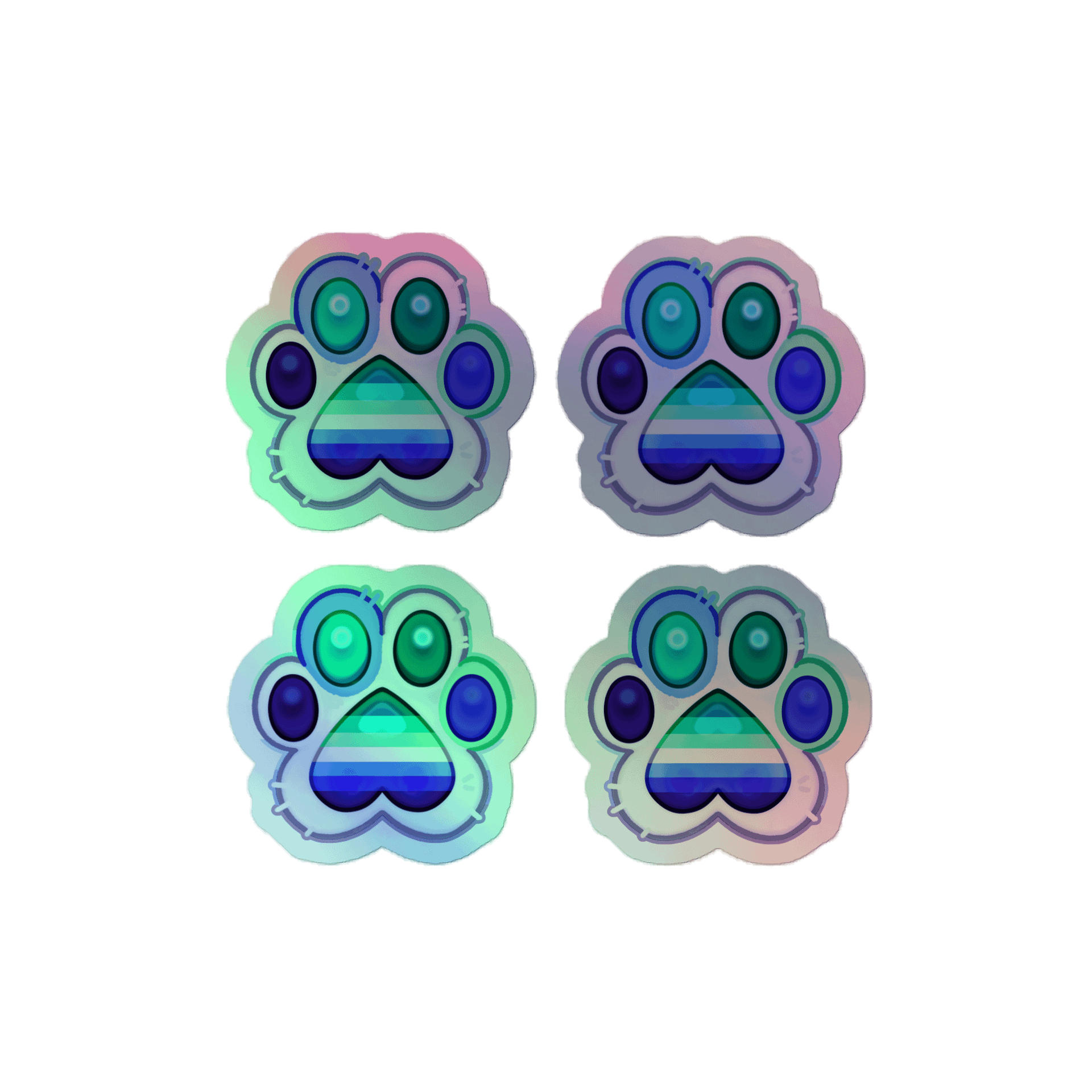 Gay Pride Paw Print Holographic Kiss Cut Sticker Sheet product image (1)