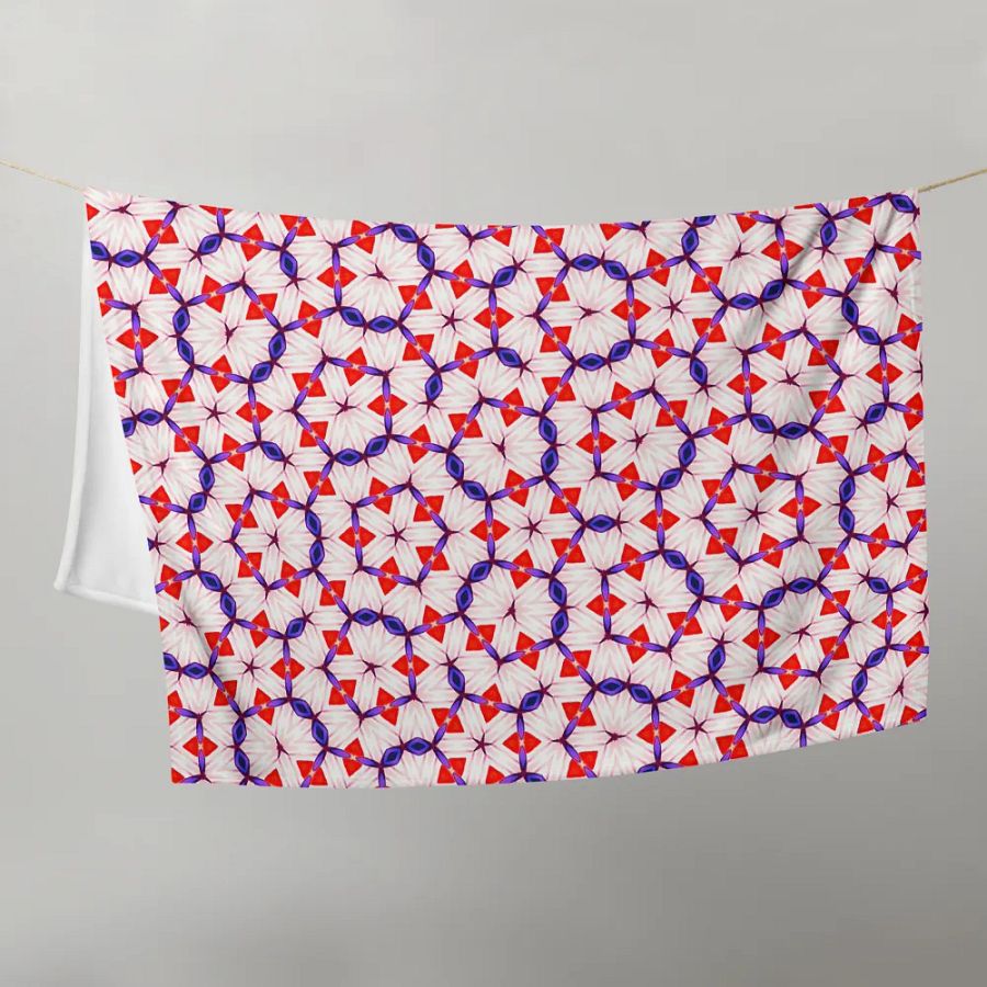 Red White & Blue Floral Throw Blanket product image (12)