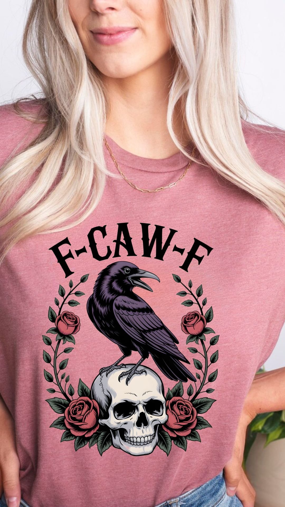 F-Caw-F T-Shirt | F-Caw-F Crow Shirt | Funny Crow T-Shirt | Sarcastic Bird Tee | Gothic Crow Shirt product image (2)