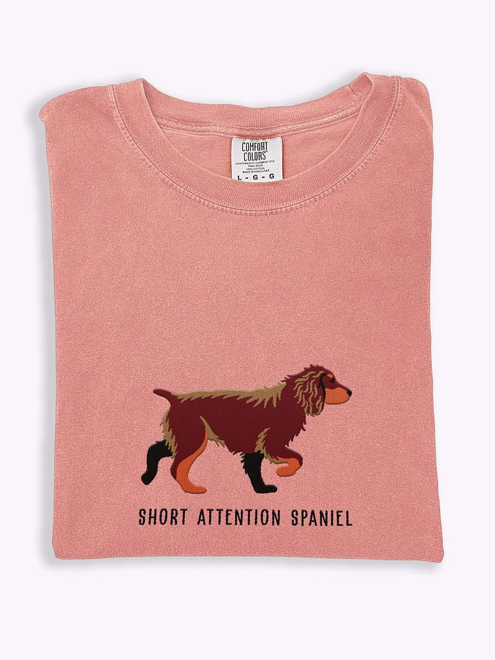 Short Attention Spaniel T-Shirt(Embroidered) of a Working Cocker Spaniel(Liver & Tan) product image (1)