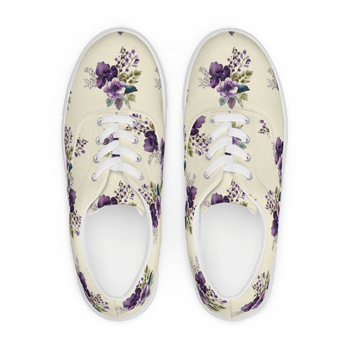 Women's Lace-Up Canvas Shoes - Purple Floral Design product image (1)