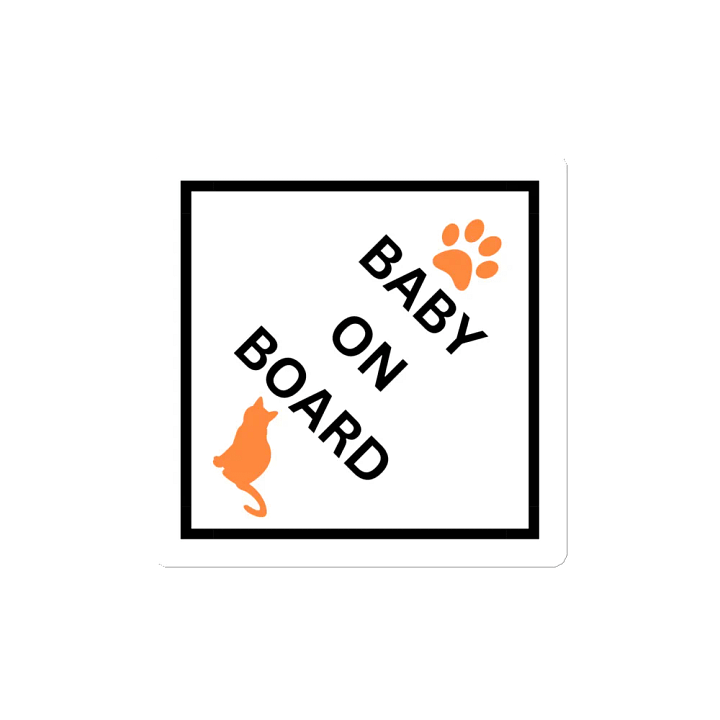 Cat Baby on Board Magnet - Orange on White product image (2)