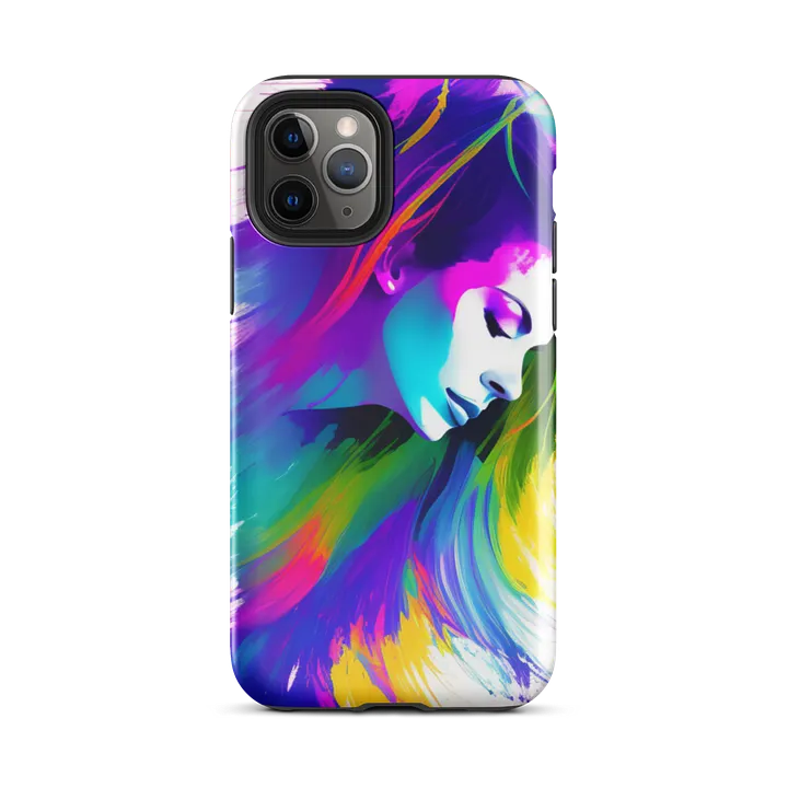 Tough Phone Case for iPhone® - Tempera Painted Face with Colorful Hair product image (2)