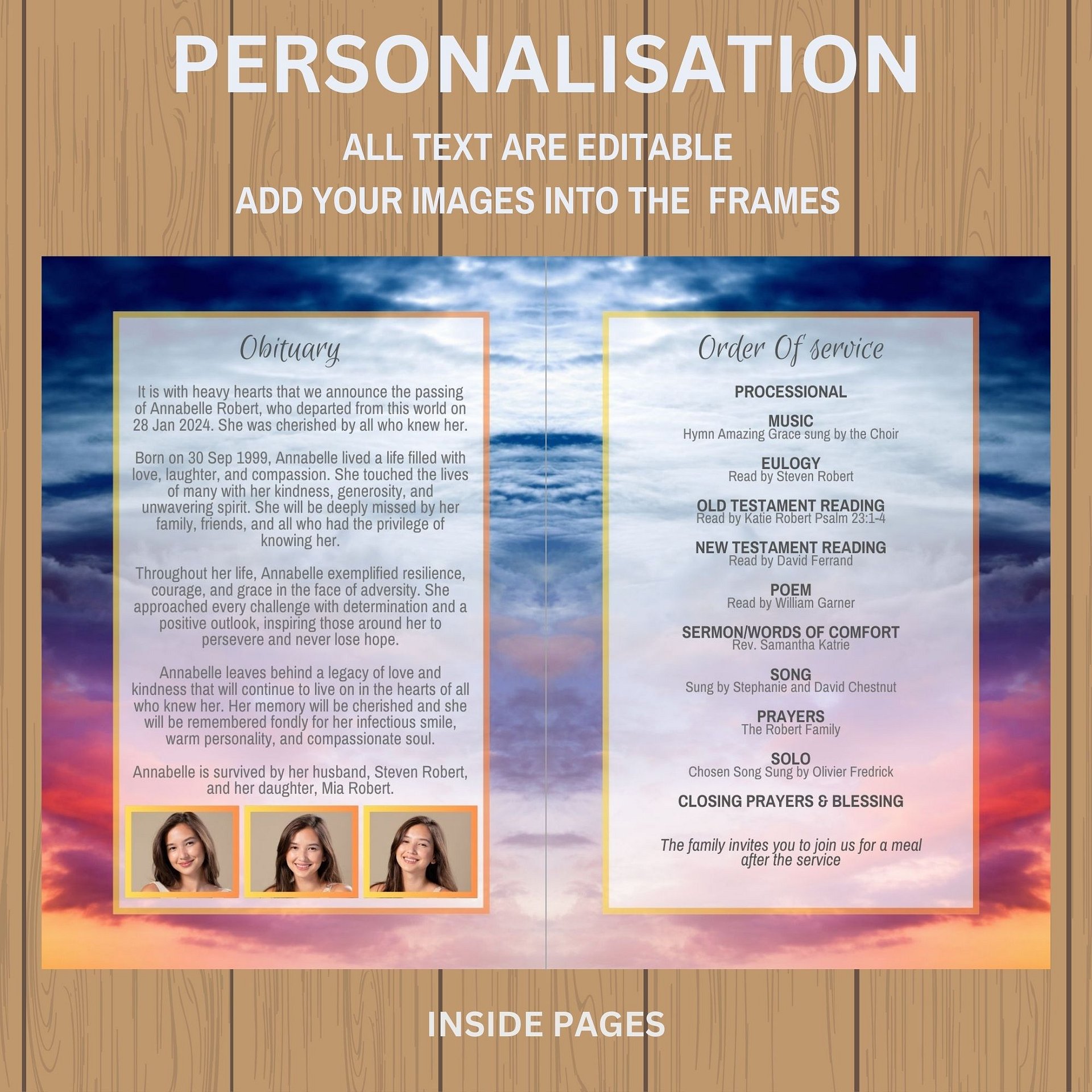 Magic Sky Funeral Program Canva Template product image (8)