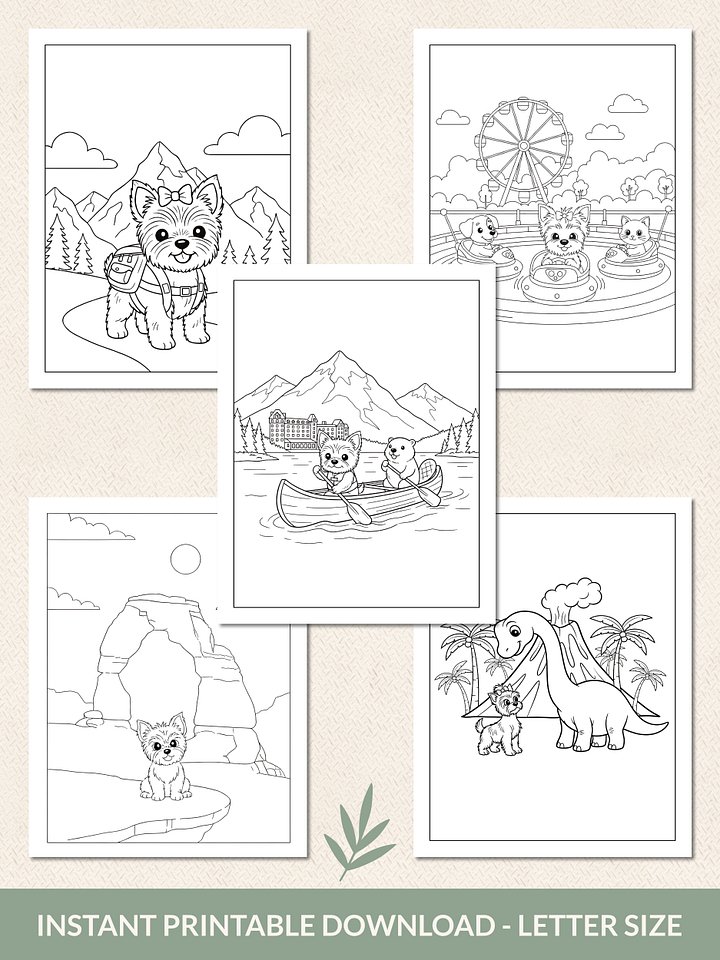 Printable Cute Yorkie Dog Fantasy Adventures Coloring Pages Volume 1 – 25 Fun Designs product image (2)