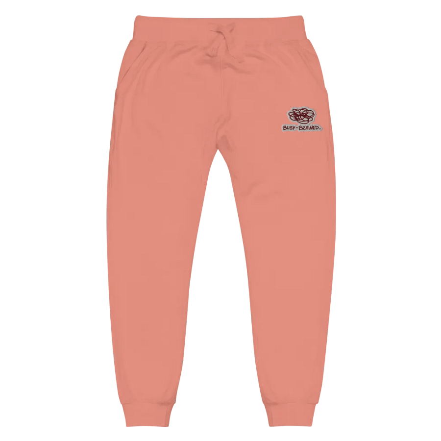 BUSY-BRAINED (maroon bubble design) embroidered fleece joggers product image (6)