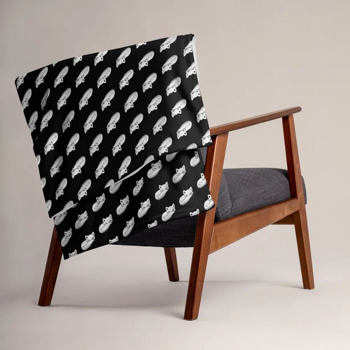 Sleepy Fox Throw Blanket with Black Background product image (2)