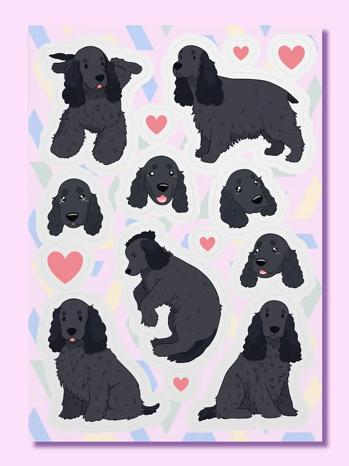 Lovable Black English Cocker Spaniel Pup Kiss Cut Sticker Sheet product image (1)