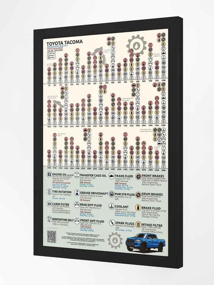 3RD GEN TACOMA MAINTENANCE MAP V2.1 (Framed) product image (2)