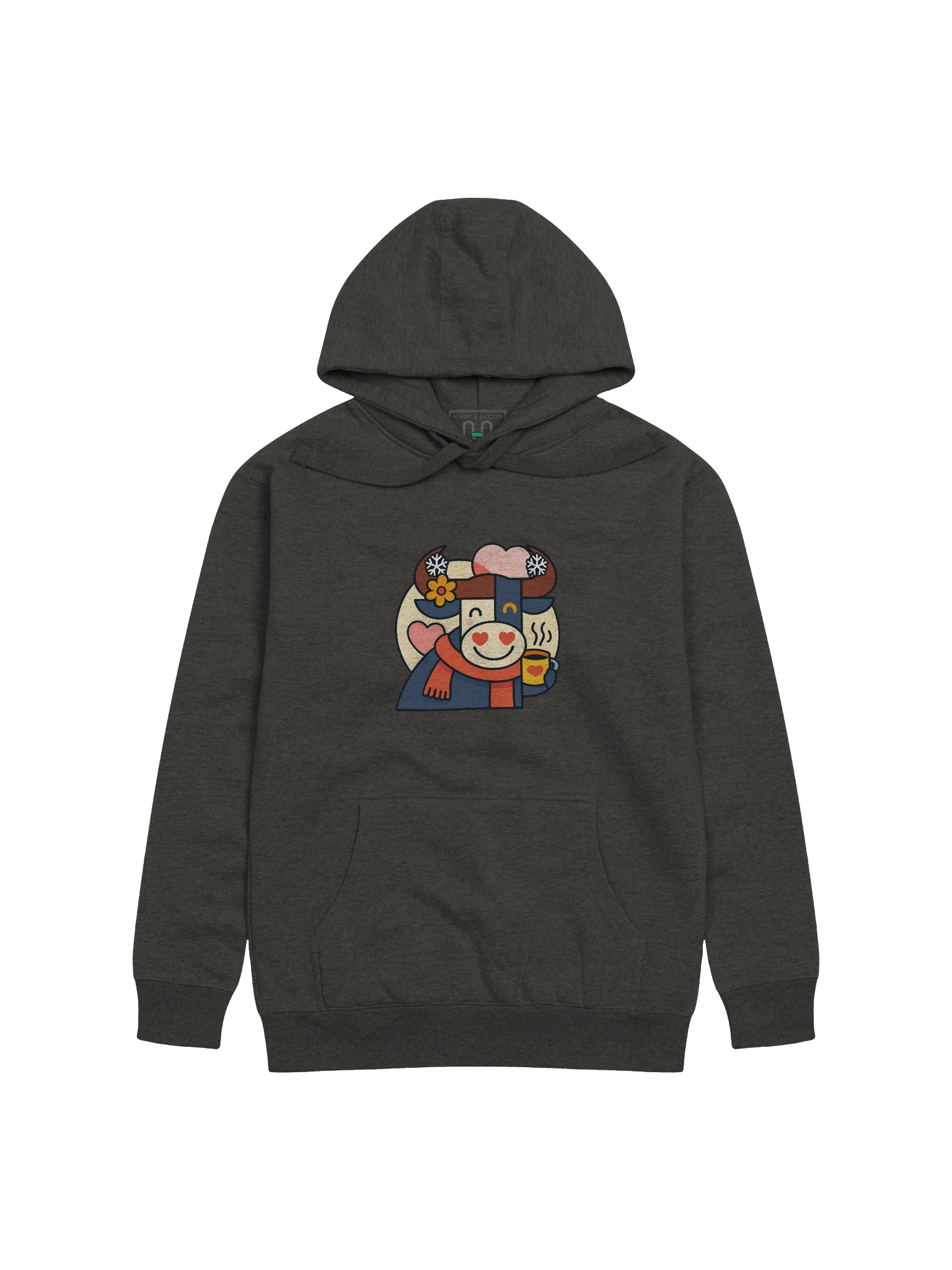 Cozy Bull Love Hoodie – Winter Warmth with Heart Eyes | by M-Art & Design product image (4)