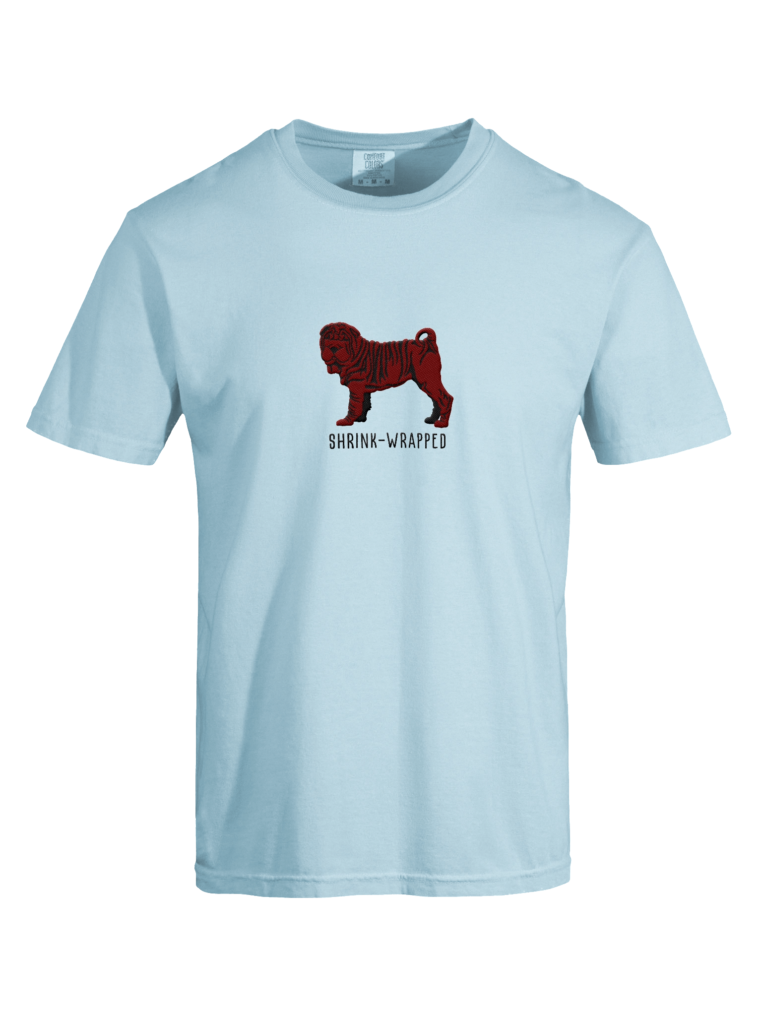 Shrink-Wrapped T-Shirt(Embroidered) of a Chinese Shar-Pei(Chocolate) product image (57)
