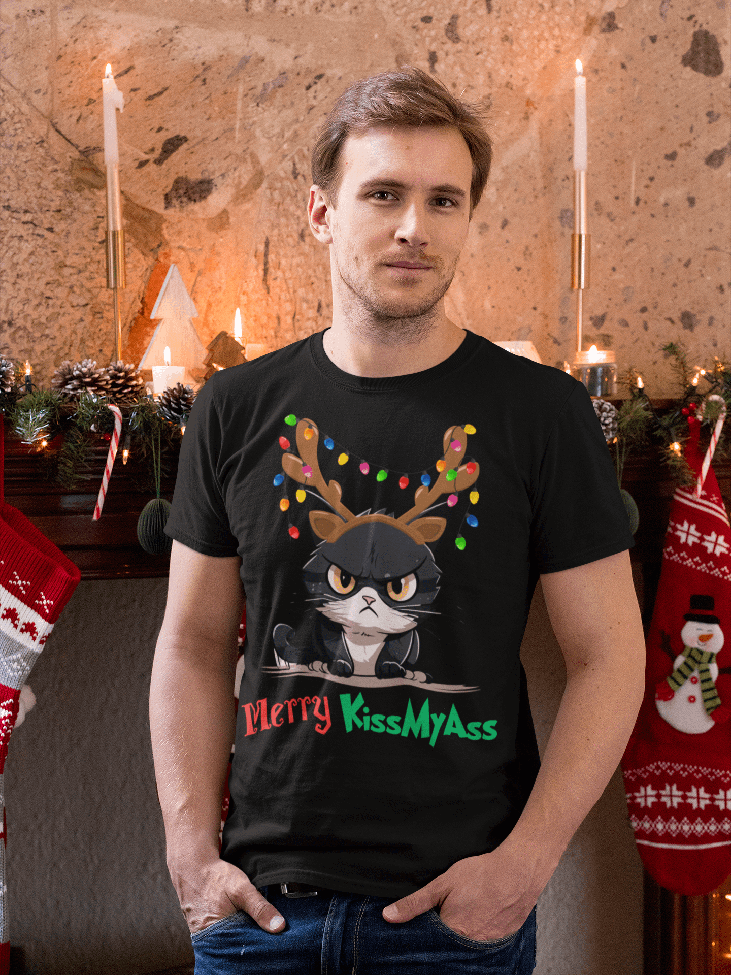 Merry KissMyAss - Funny Christmas Shirt - Cat product image (3)