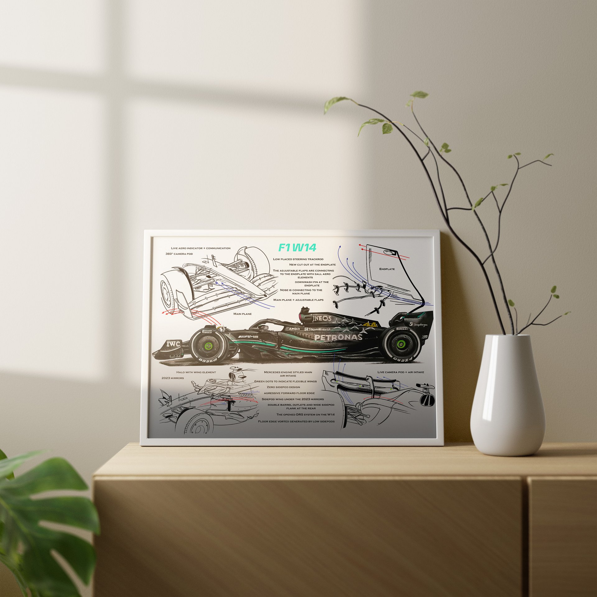 DIGITAL Mercedes W14 technical, Lewis Hamilton and George Russell, F1, Formula-1, F1 Posters, F1 Art, Formula 1 Wall Art, Gifts for Him, Motorsport product image (1)