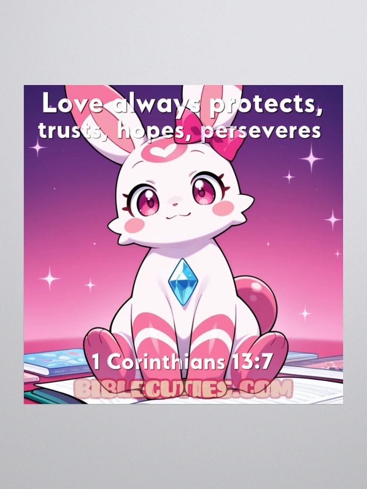 Bible Cuties Joanna - Love always protects, trusts, hopes perserveres Sticker . product image (2)