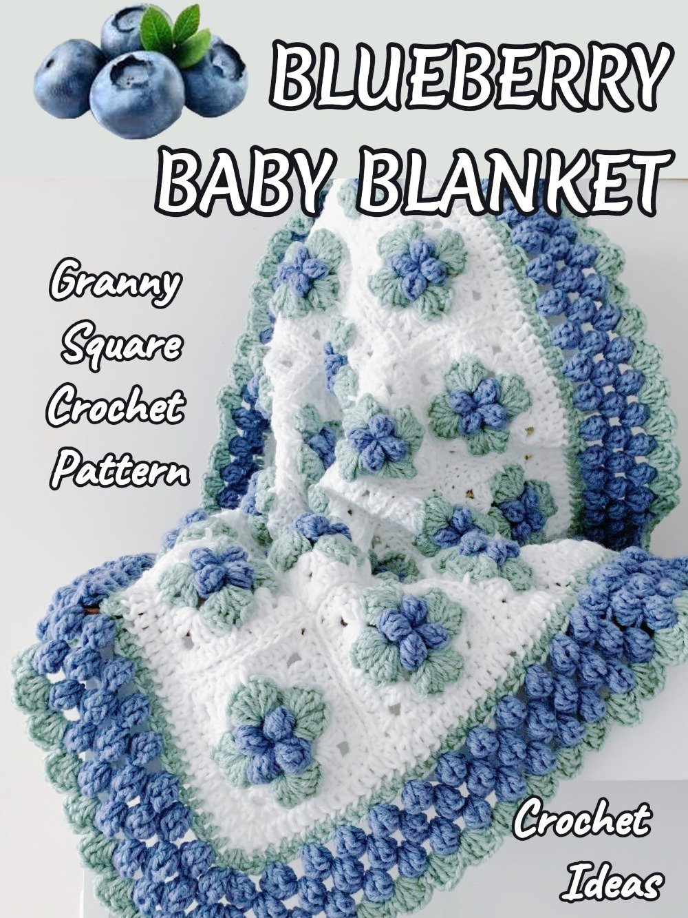Blueberry Granny Square Afghan Pattern, Fruit Baby Blanket, PDF Instant Download, Cottagecore Crochet Patterns, Boho Vintage Style Lapghan product image (1)