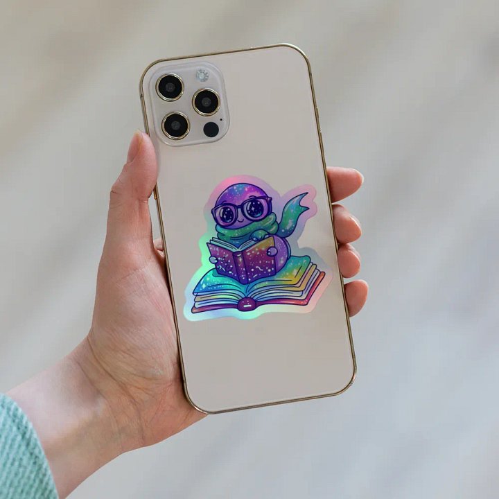 Bookworm Bliss Holographic Sticker product image (2)